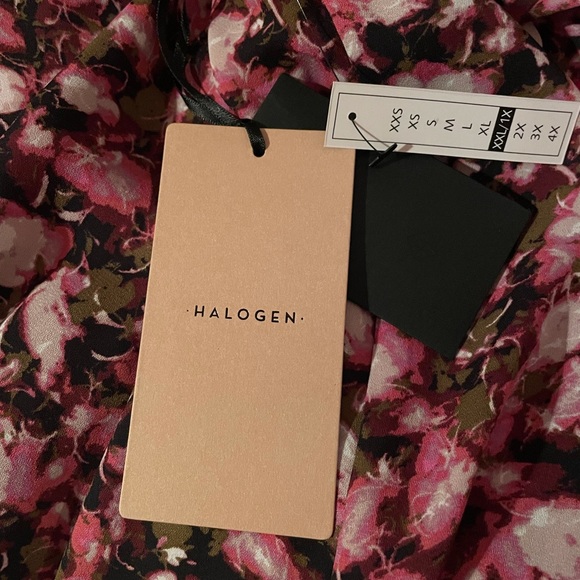 NWT HALOGEN Cross Front Blouse in Pink-Black Clouded Floral - Picture 8 of 8